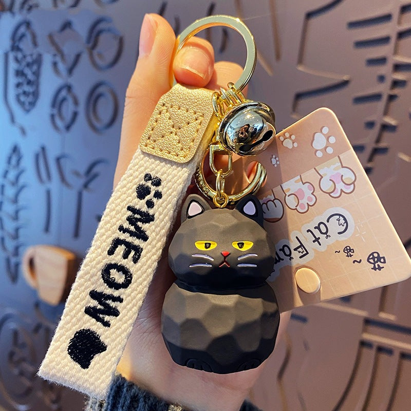 Wholesale Cartoon Wood Carved Cat Resin Keychain